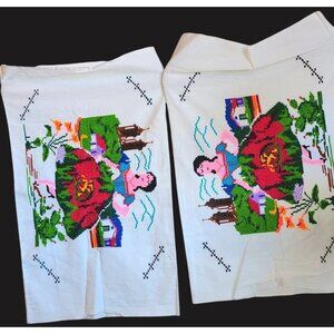 Celia Garduño Latino Artist 2 Pillow Cases Open Ended Hand Stitched Bright Vibra